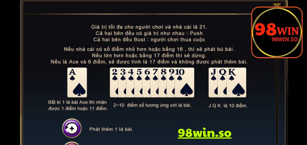 Cách tham gia chơi Blackjack ở tại 98WIN