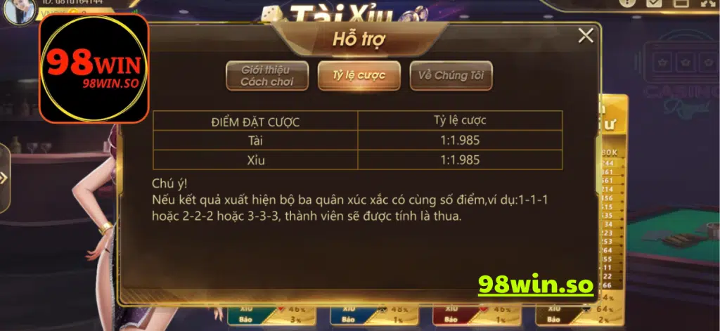 Hướng dẫn cách tham gia tài xỉu tại 98WIN